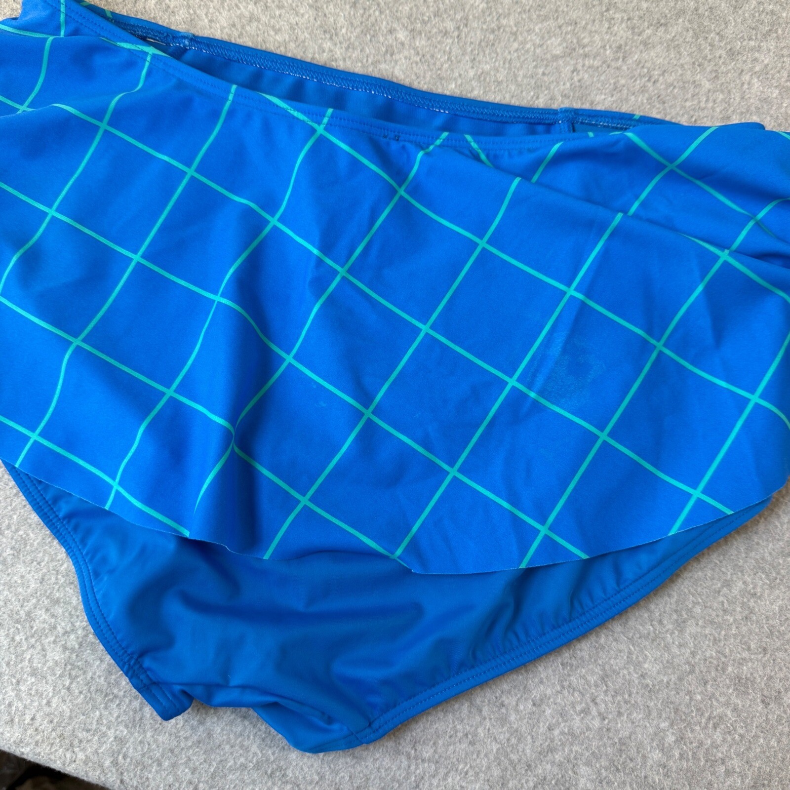 Spanx Swim Skirted Bikini Bottom High Waist Tummy Control Blue Womens Size 12