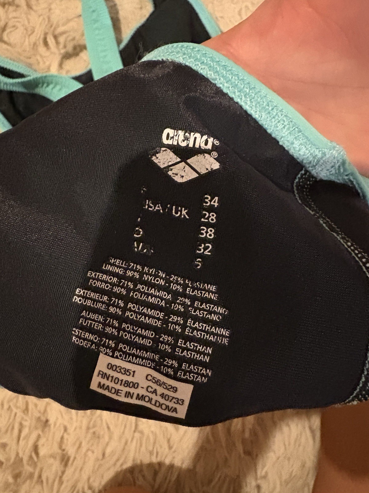 Arena Women’s St Next classic Tech Suit Size 28 Aquamarine