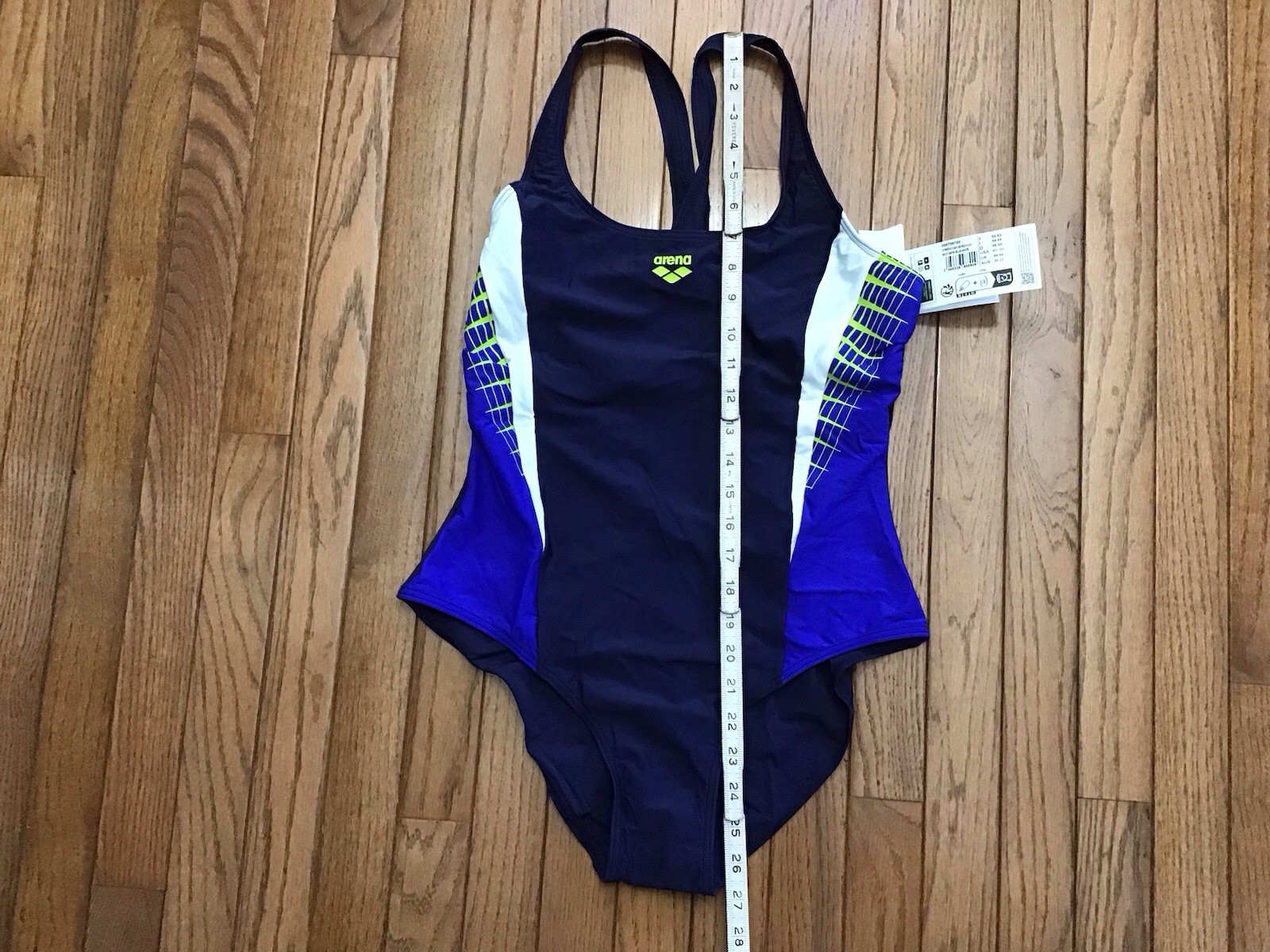 New Arena Size 16W-18W Womens Swimsuit 3Fold, V- Back, Navy Neon Blue (C41-10)