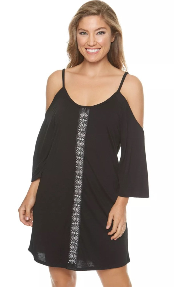 Dotti Black Tunic Cold Shoulder Cover Up XL