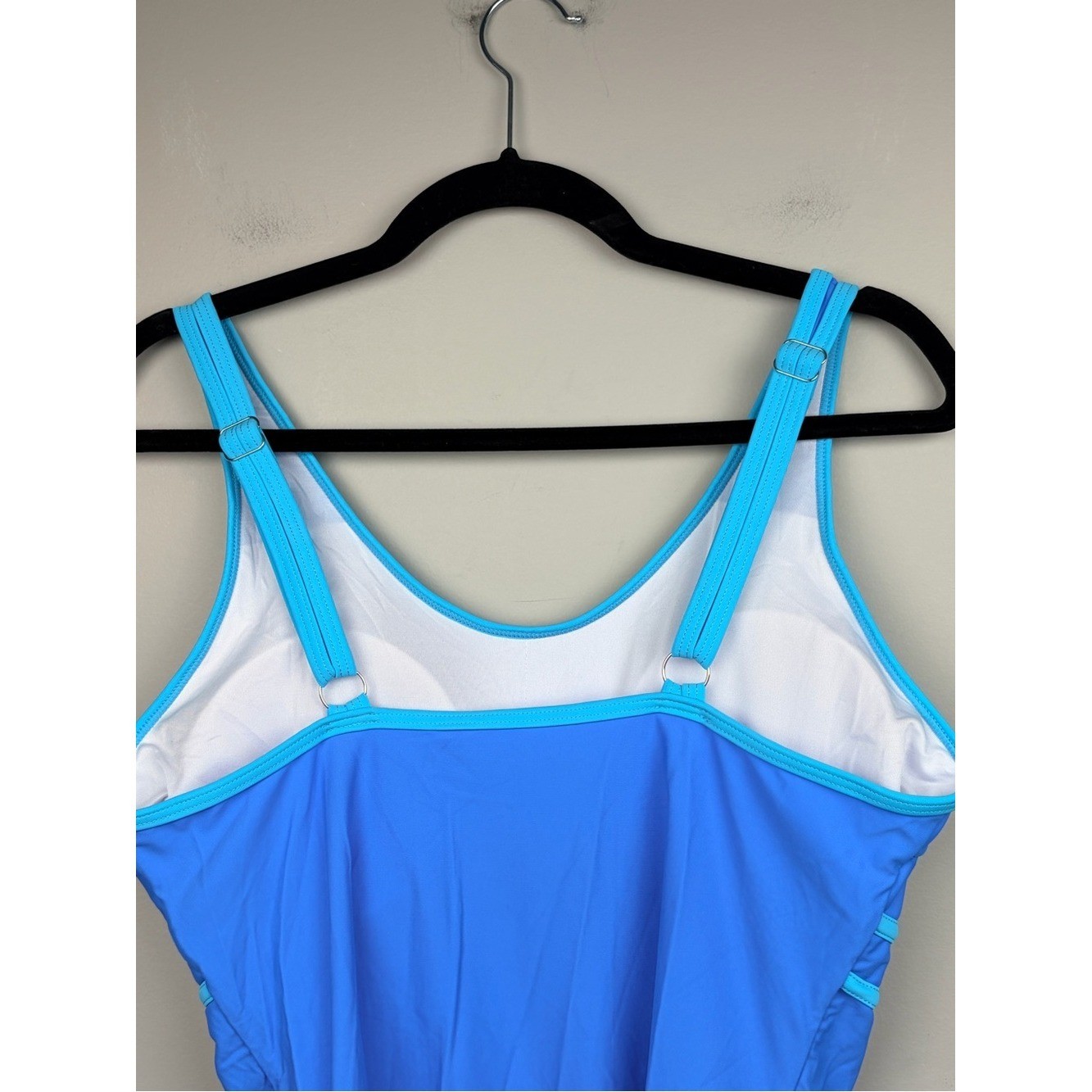 Edelqual One Piece Swimsuit Blue Aqua Trim Tummy Control XL Adjustable