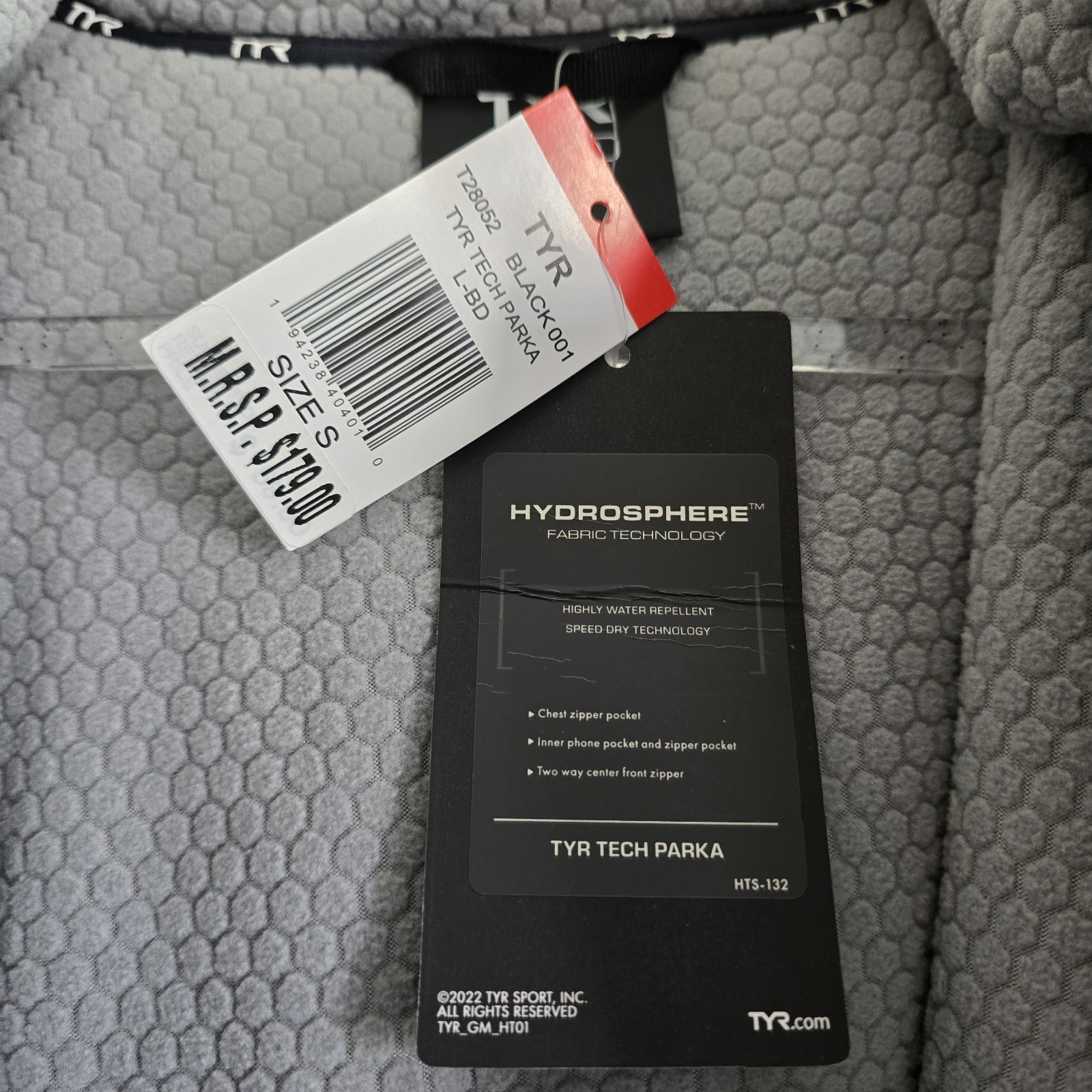 TYR Black Swim Tech Parka Coat with Hood Size Small Hydrosphere NWT