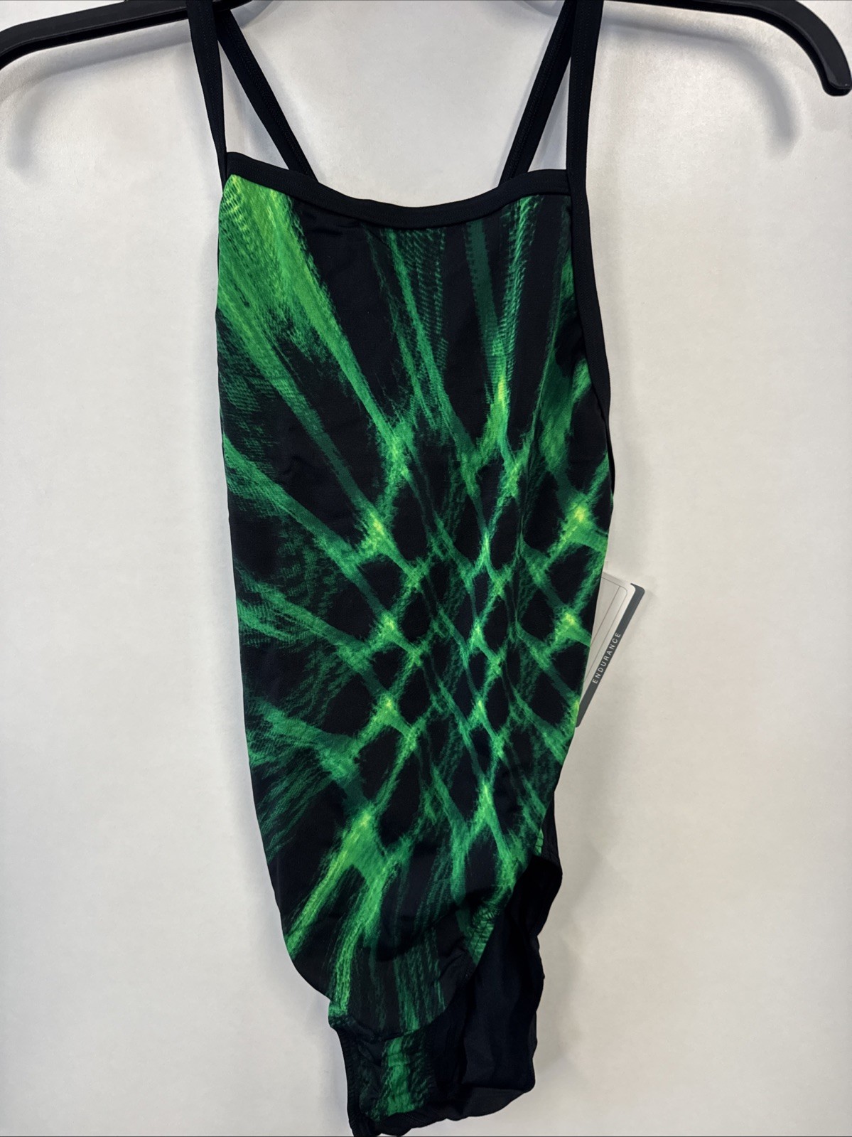 Speedo Womens Endurance Flyback Swimsuit One Piece 10/36 Green Black New W/Tags