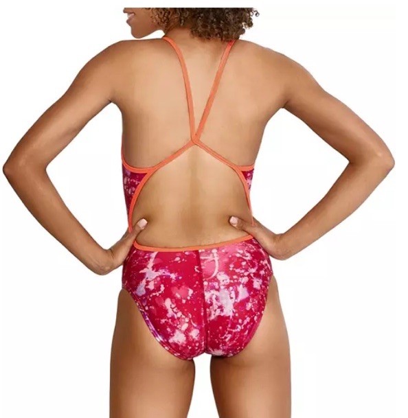 Speedo Women’s Eco Endurance Cyclone Swirl Flyback Swimsuit Pink Purple Sz 6