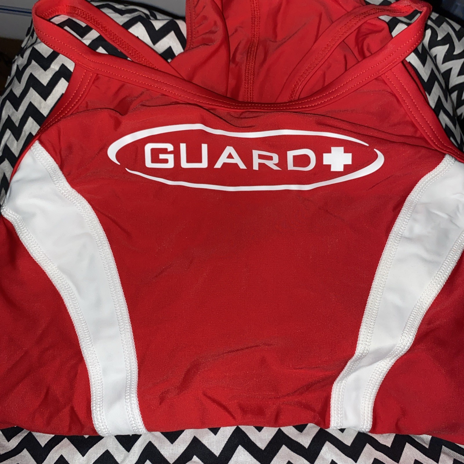 TYR Guard Splice D-BCK-A Women 1 Piece Swimsuit Red/white Size: 34 New