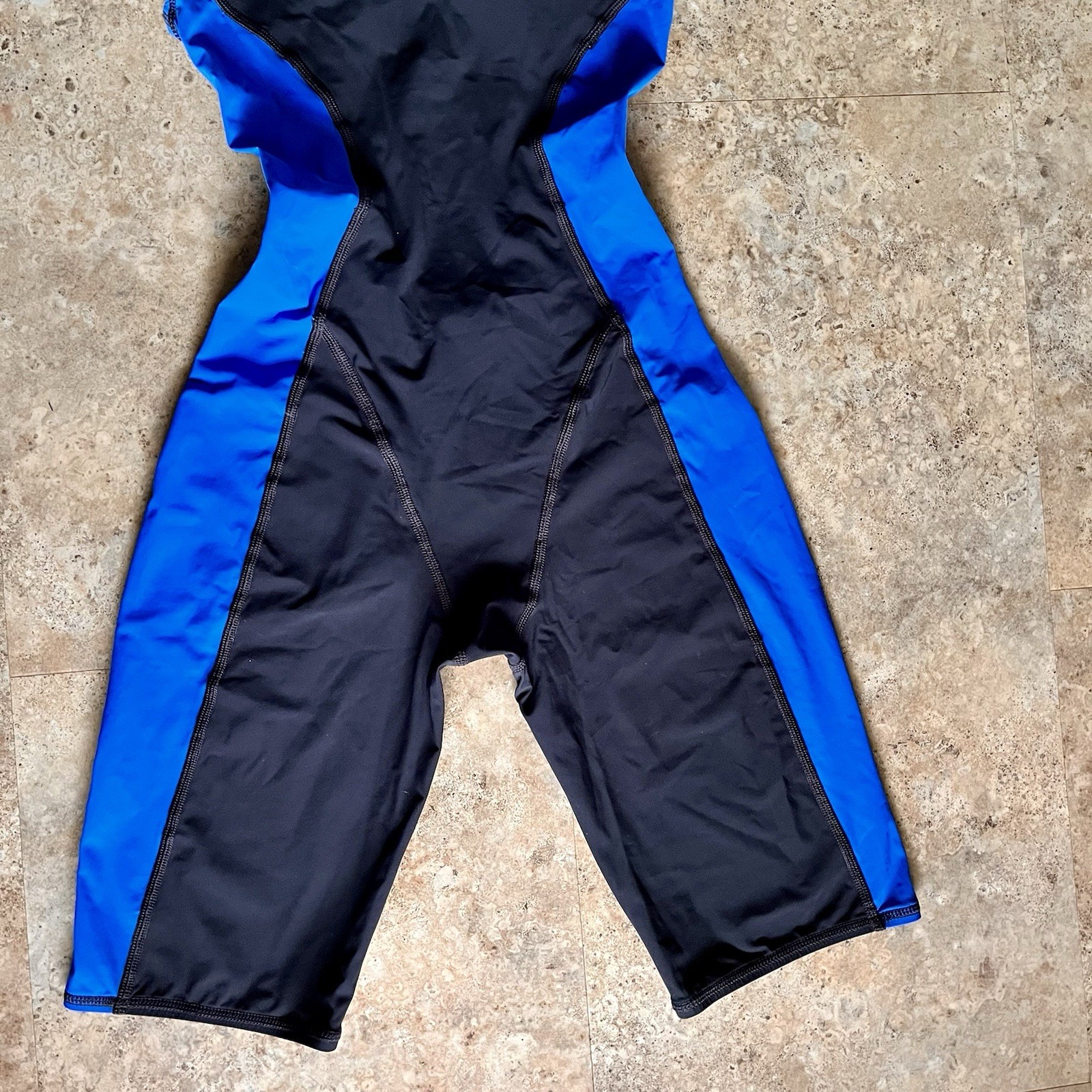 Speedo Powerplus Womens Kneeskin Racing Swimsuit Black Blue Size 28