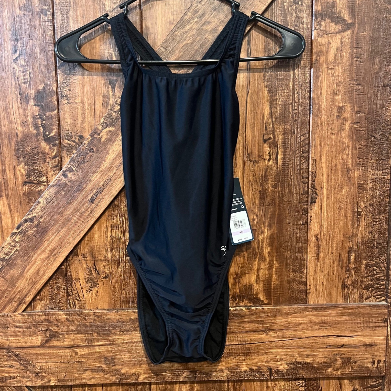 Speedo Womens Swimsuit One Piece Team Black Size 6/32 Training NEW