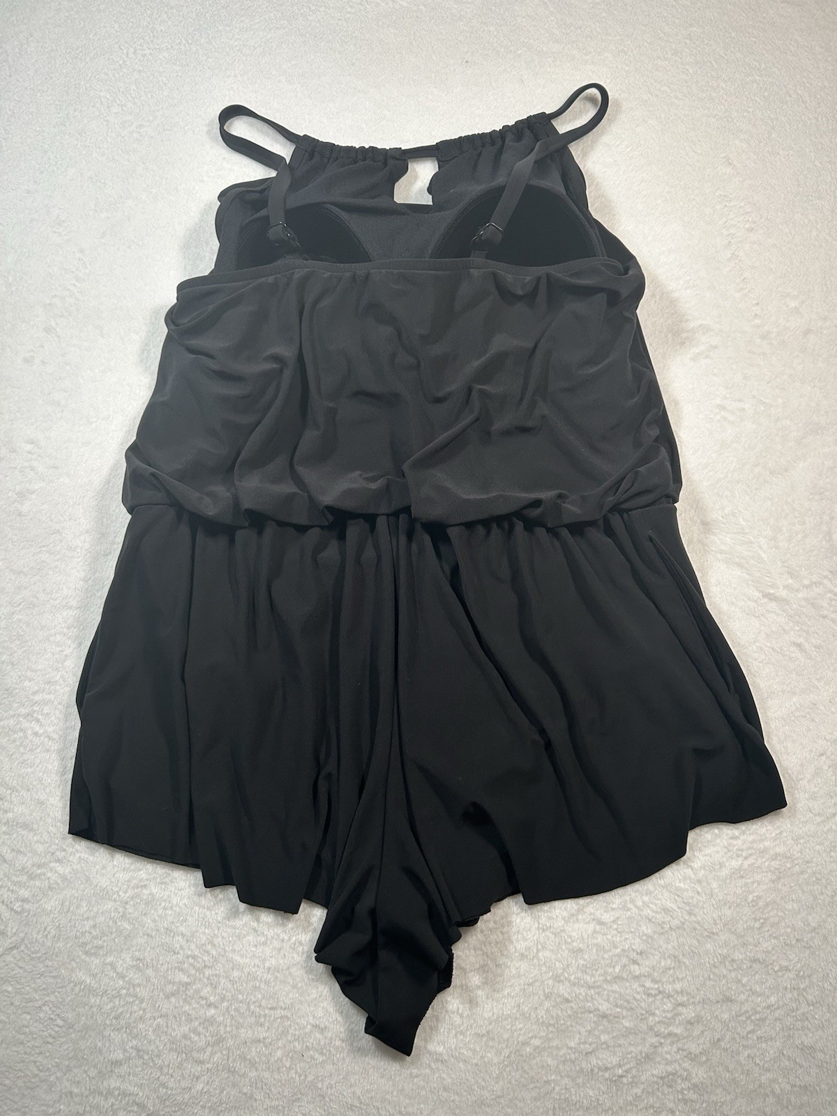 Aqua Green Women’s Black Swim Romper Size 16 Pockets Swimming Summer