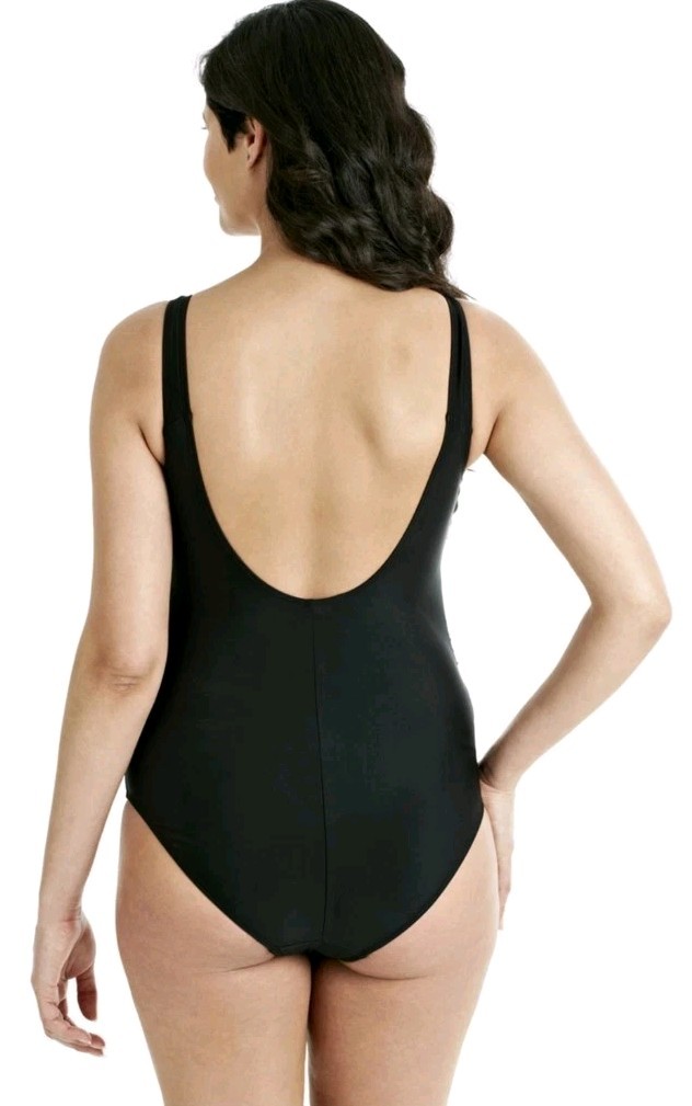 Speedo Maternity Swimwear Black One Piece Swimsuit U Back Womens Size S 32