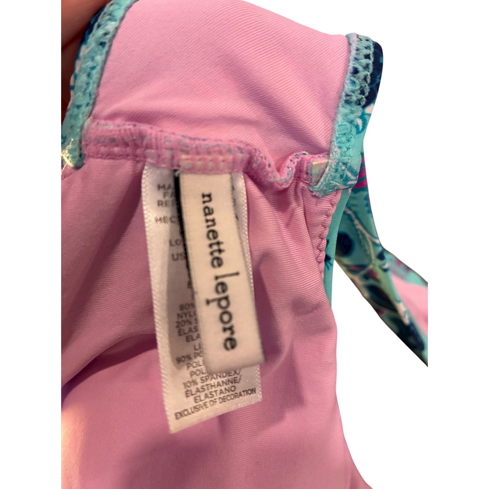 Nannette Lepore Floral Print Sleeveless Open Back Halter Bikini Top Size 14