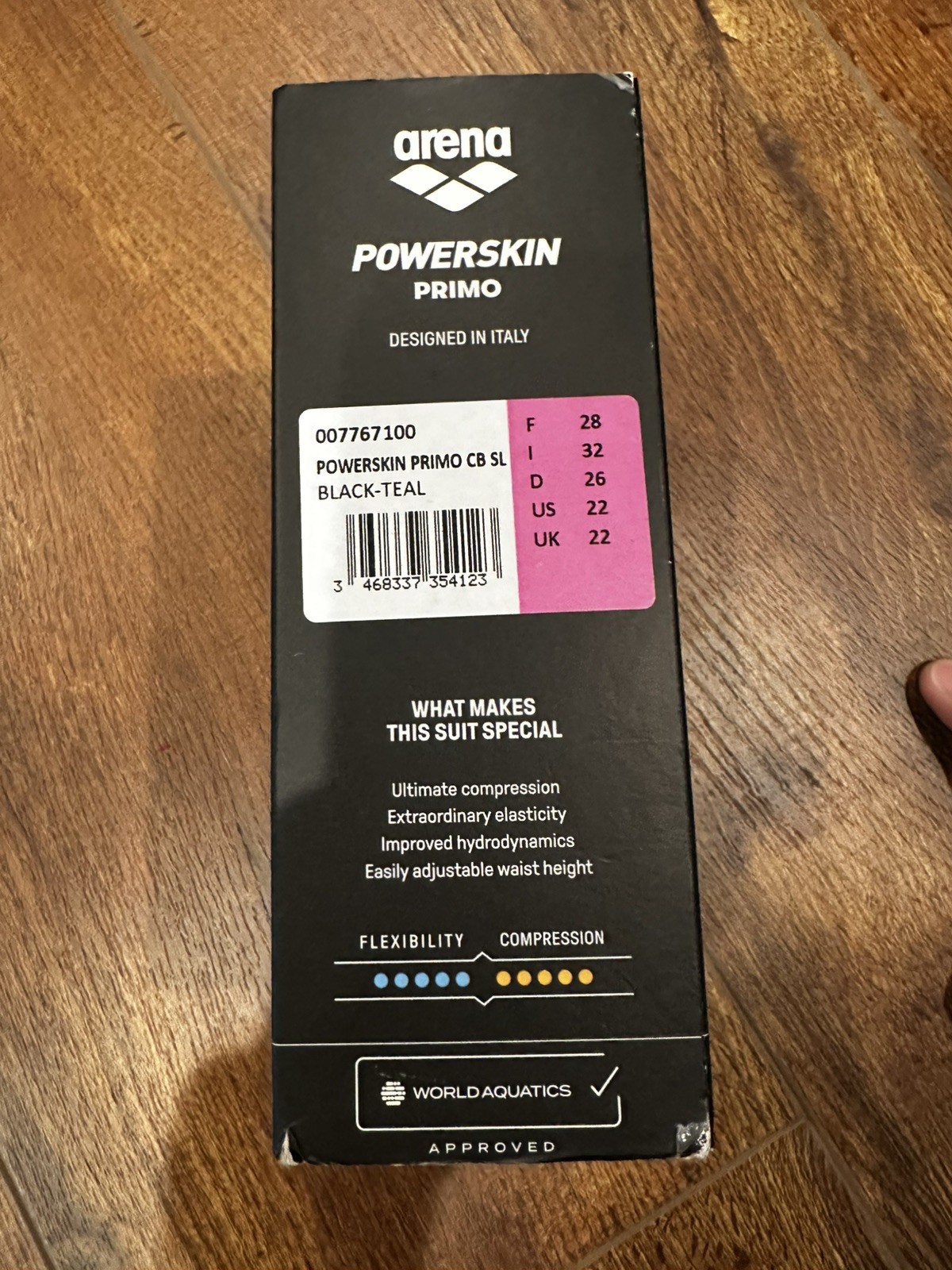 Brand new with tags Arena Powerskin Primo Size 22- Black / Teal