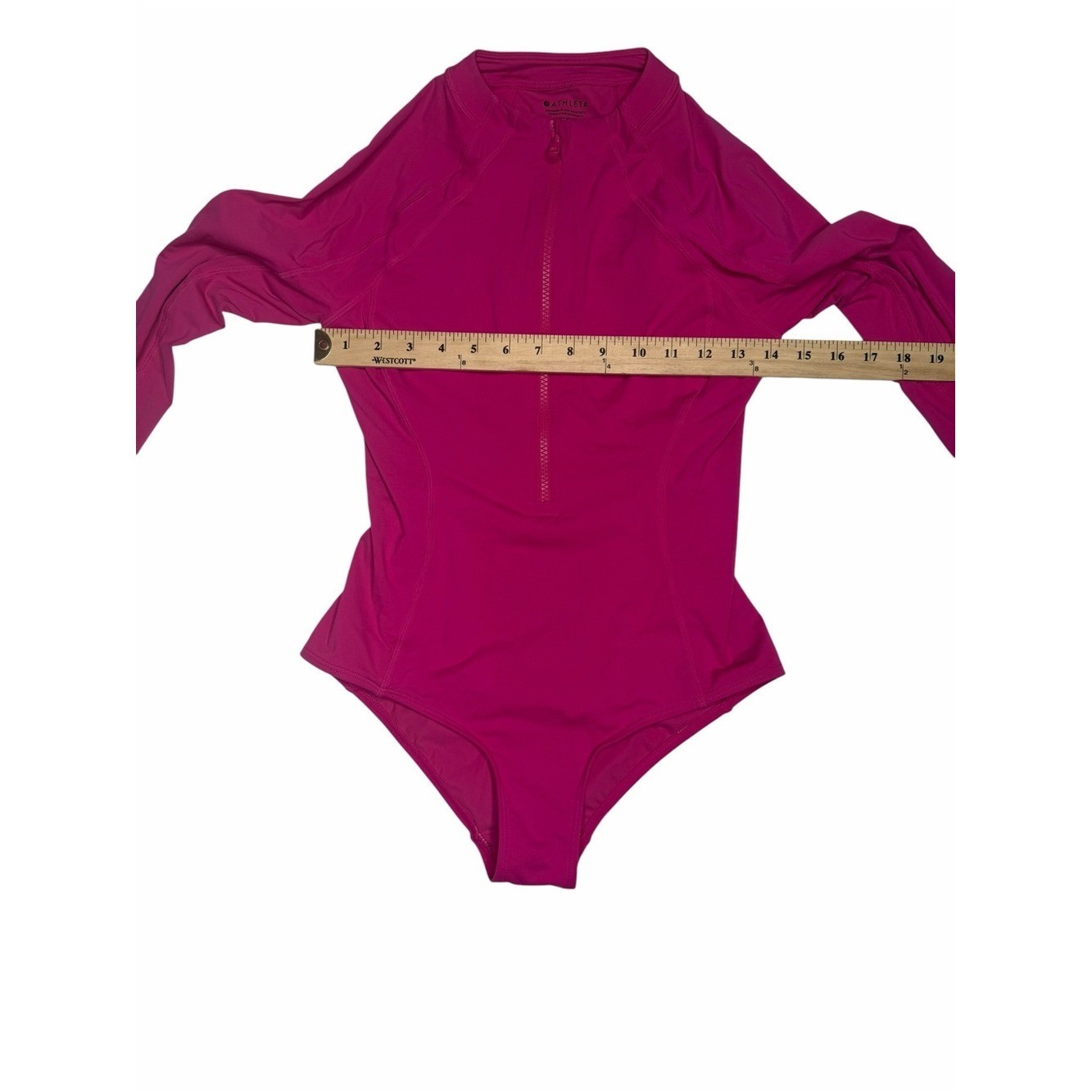 Athleta Sun Shield Rashguard One Piece Swimsuit Pink XXS Zip Front UPF Fuschia