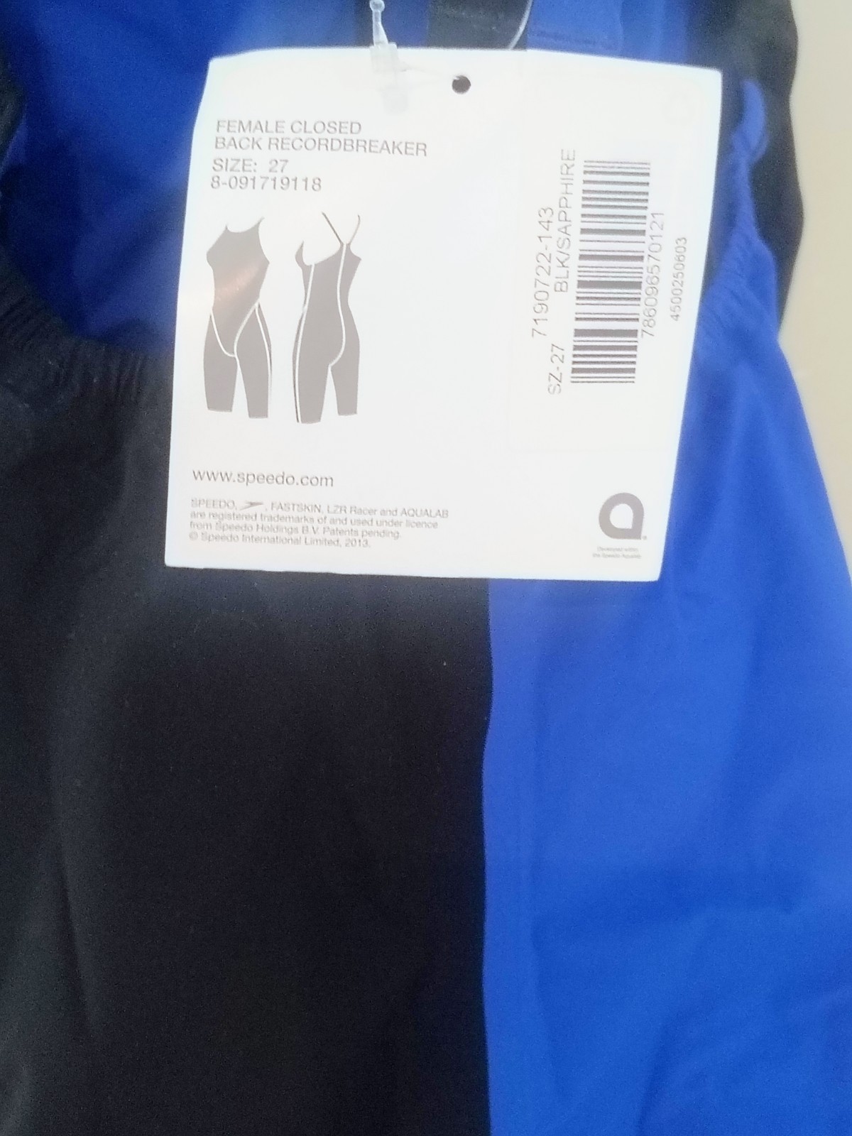 SPEEDO LZR RACER ELITE 2 closed back size 27 color black/Blue