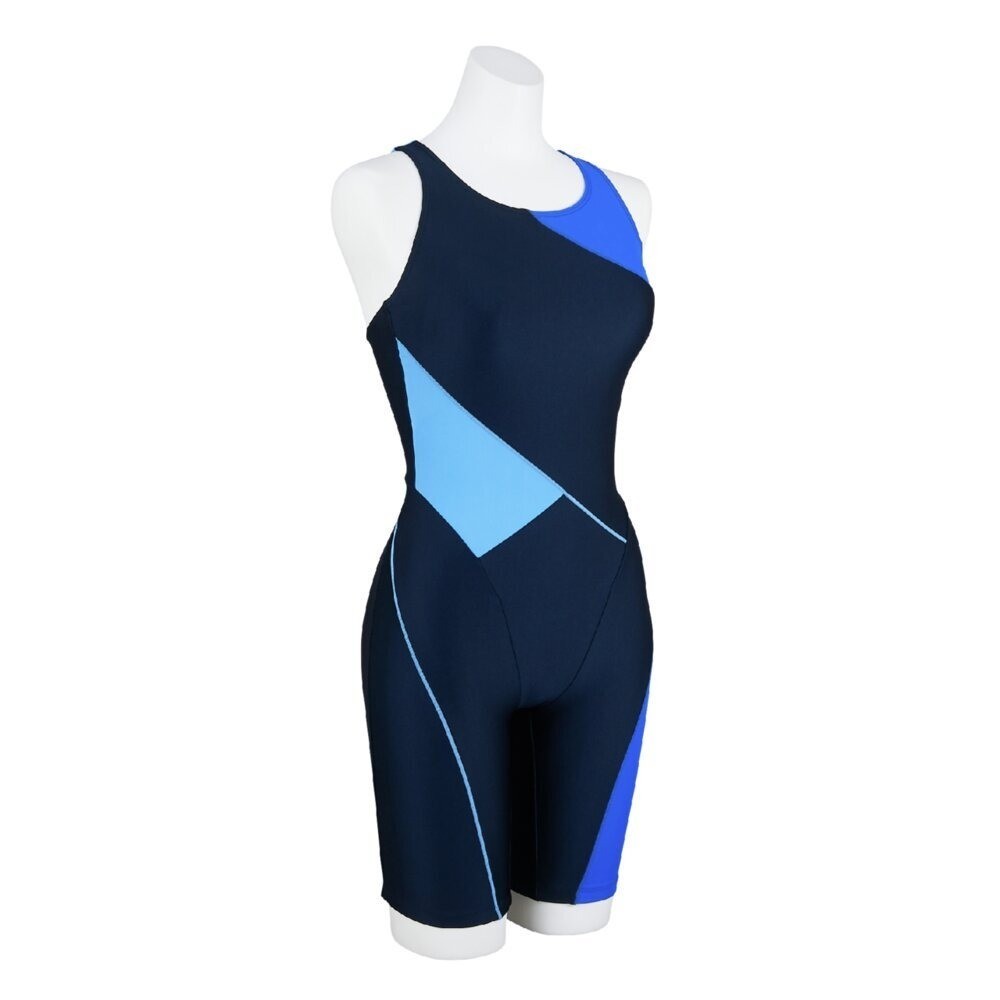 Mizuno Women’s Swim Fitness All-in-One Swimsuit Two-Tone Design Navy/Blue 2025SS