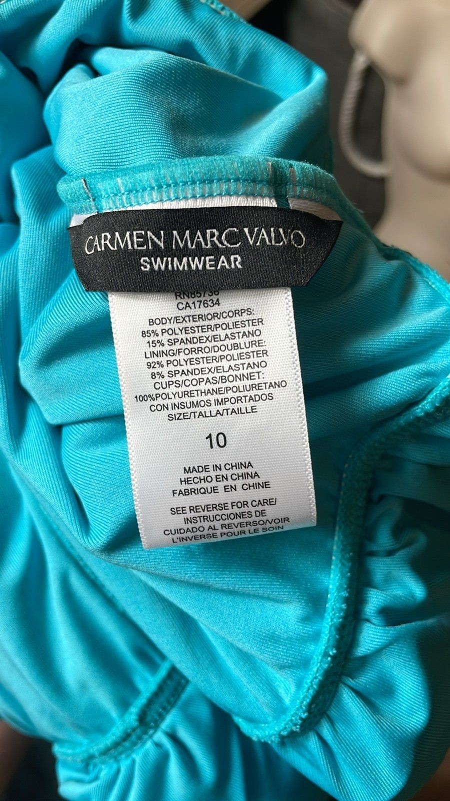 Carmen Marc Valvo Capri Blue One Piece Swimsuit NWT