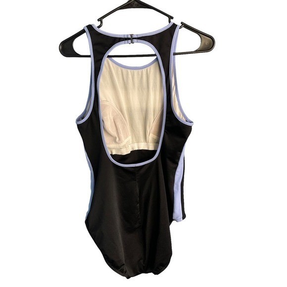 Miraclesuit Black One Piece Swimsuit w/ White Trim & Racerback Cutout – Size 10