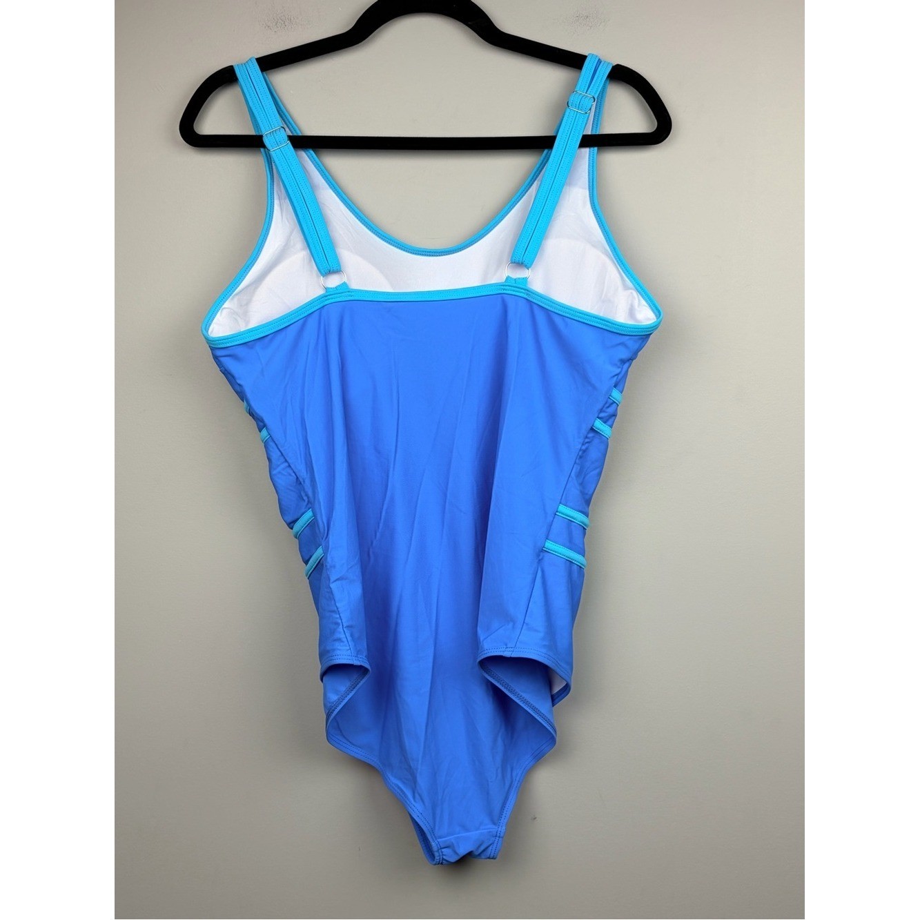 Edelqual One Piece Swimsuit Blue Aqua Trim Tummy Control XL Adjustable