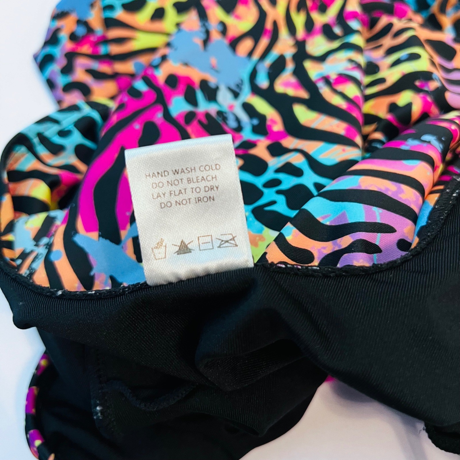 White Birch XL Neon Animal Print One Piece Swimsuit Strappy Back