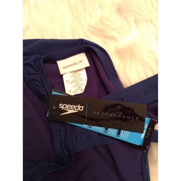 Speedo Performance Navy Blue One Piece Swimsuit Racerback Training Swimwear 6/32