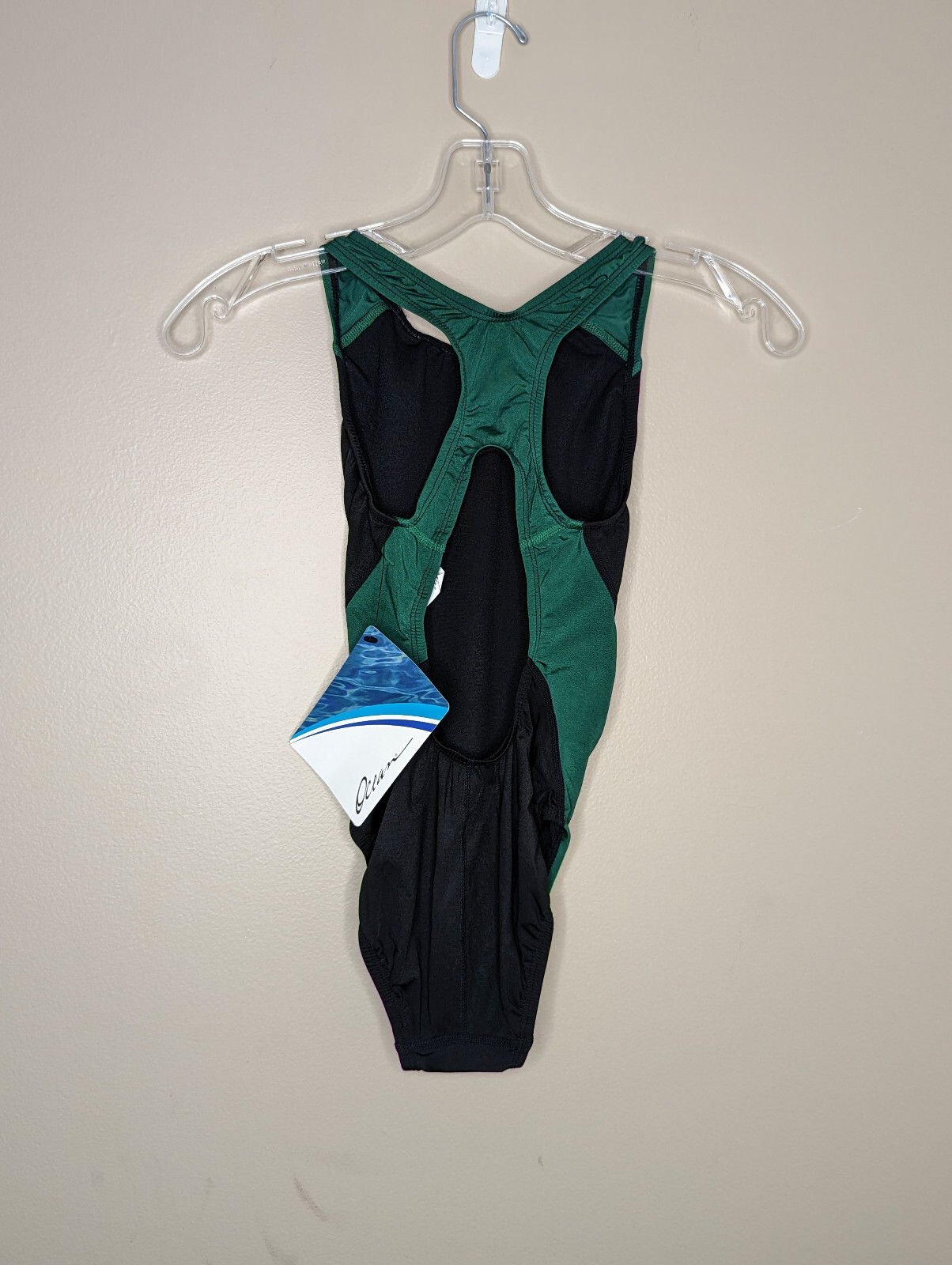 Dolfin Womens Basic Panel Performance Back Suit – Black/Forest Green – Size 28