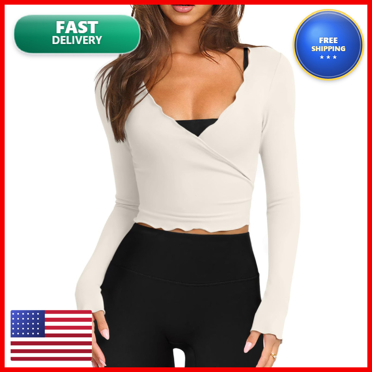 Laslulu Womens White Pilates Wrap Top Long Sleeve Workout Tops Bolero Shrugs