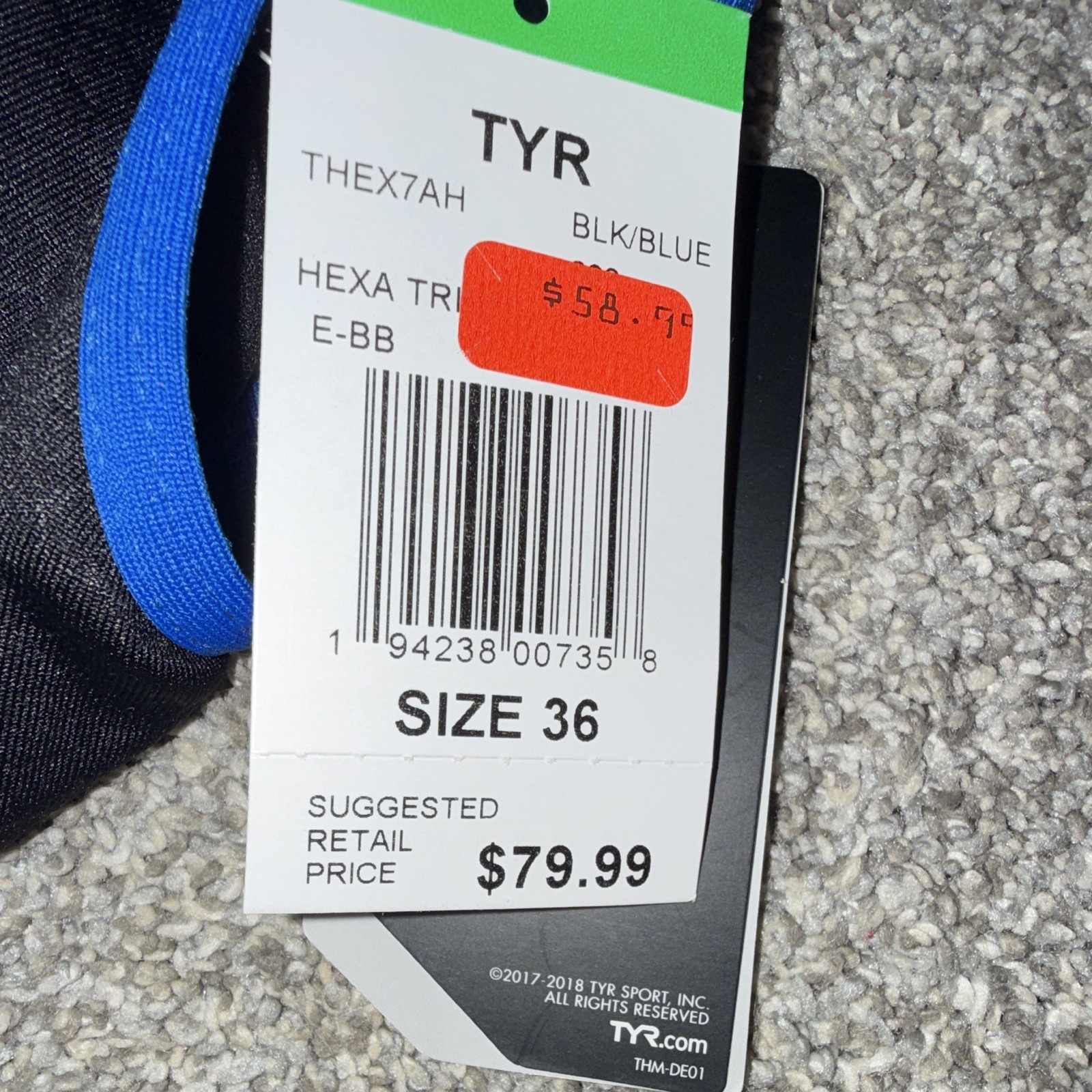 TYR Durafast Elite Black/Blue Hexa Trinity Competitive One-Piece Swimsuit 36