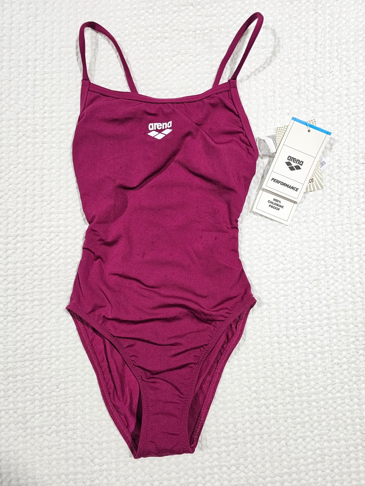 Arena Women’s Lace Back Solid One Piece Swimsuit Red Fandango White 24 NWT