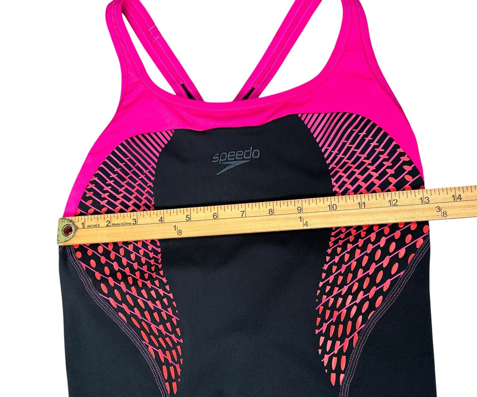 Speedo Women’s Fit Laneback Swimsuit Mesh Lined In Black & Pink Size Au 12
