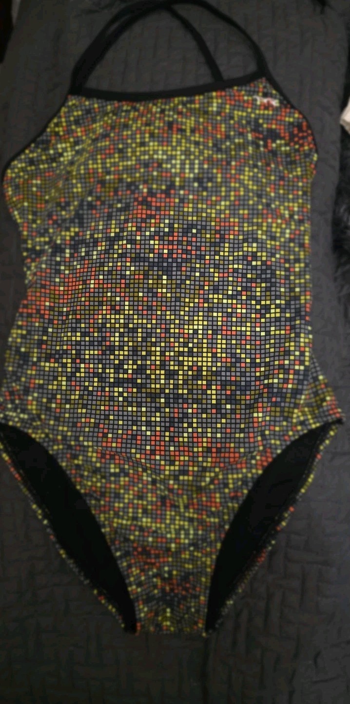 TYR Atomic diamondfit, Womens 36, Black, Green, Orange,chartruce Green, Yellow