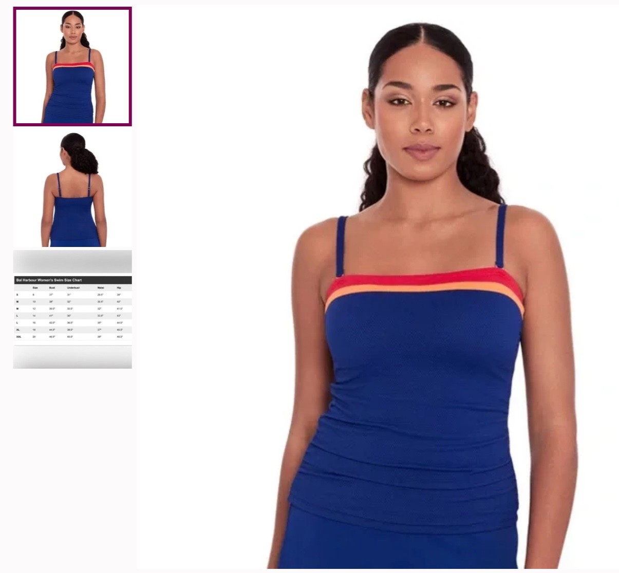 Women’s Bal Harbour swim Colorblock Bandeaukini Blue Size Extra Large