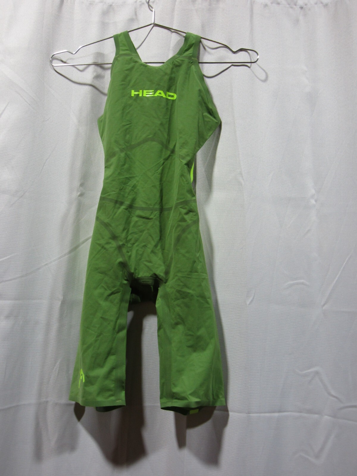 NEW Head Women’s XS Liquidfire Wiz Knee Leg Cut Open Back Swim Race Suit Olive