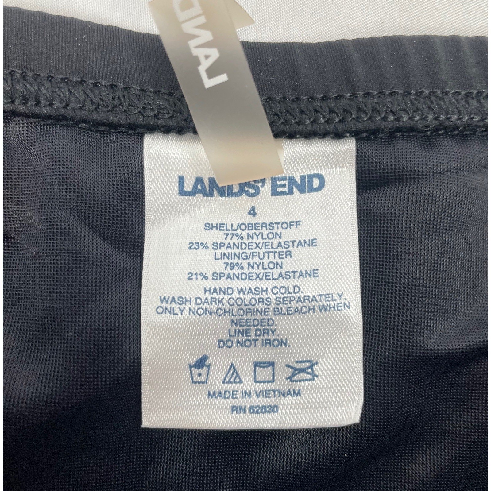 Lands’ End High Waist Swim Skirt Women Size 4 Solid Black Bottom Suit