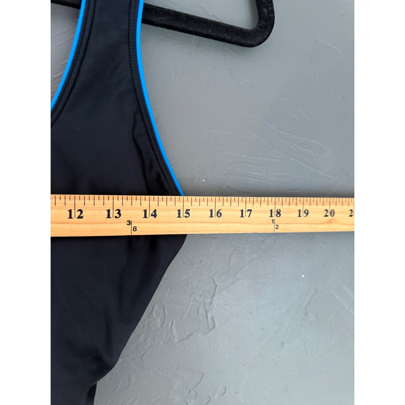 Speedo Womens Size 14 Black Blue Trim Racerback One Piece Swimsuit Athletic Swim