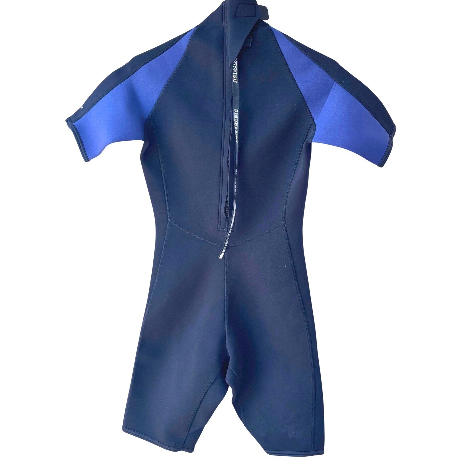 NeoSport 2.5mm Shorty Wetsuit Size 14 Black Blue Back Zip Surf Swim Youth/womens