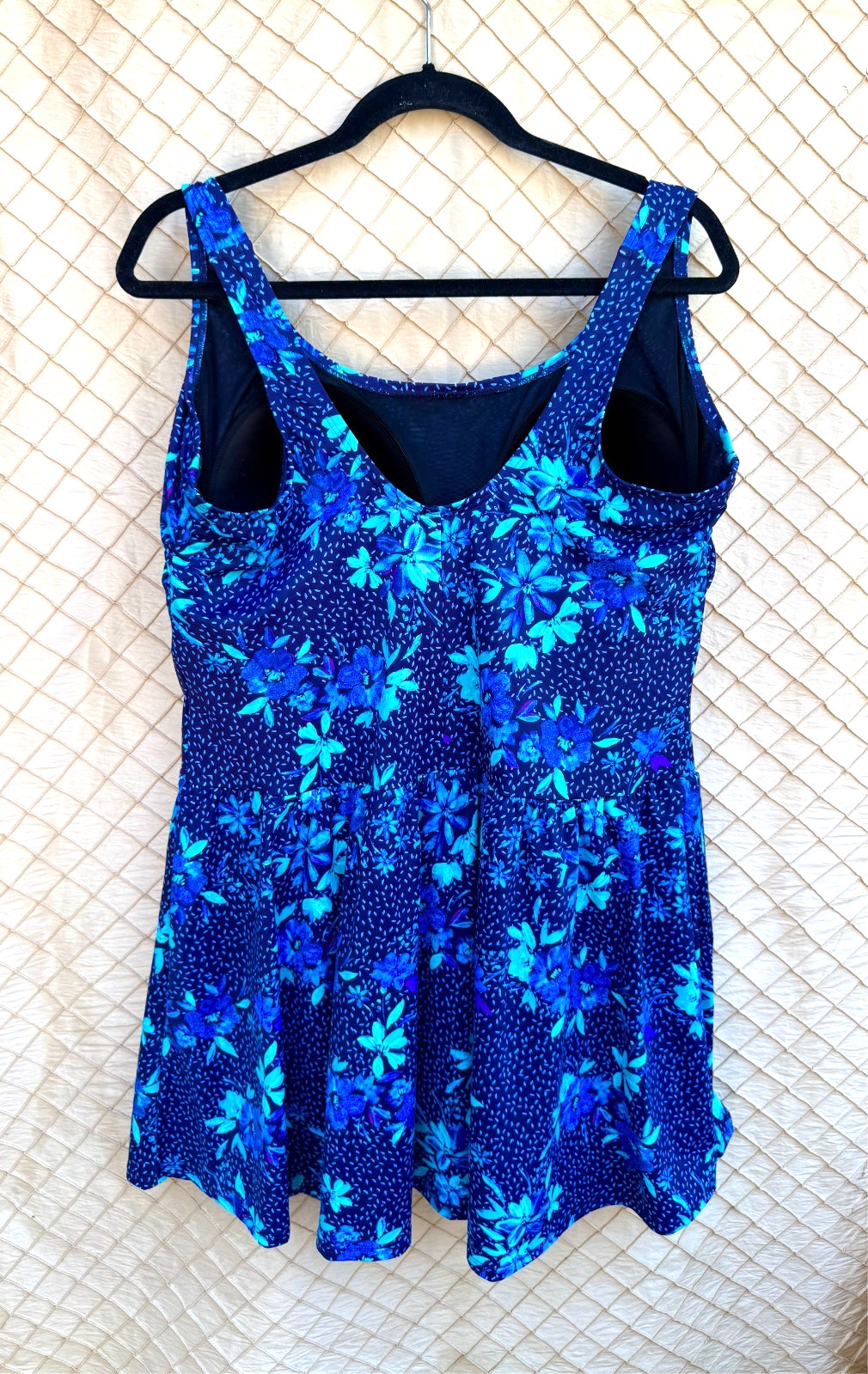 Swimsuits for All Women’s Size 24 Blue Floral Print One Piece Skirted Swimsuit