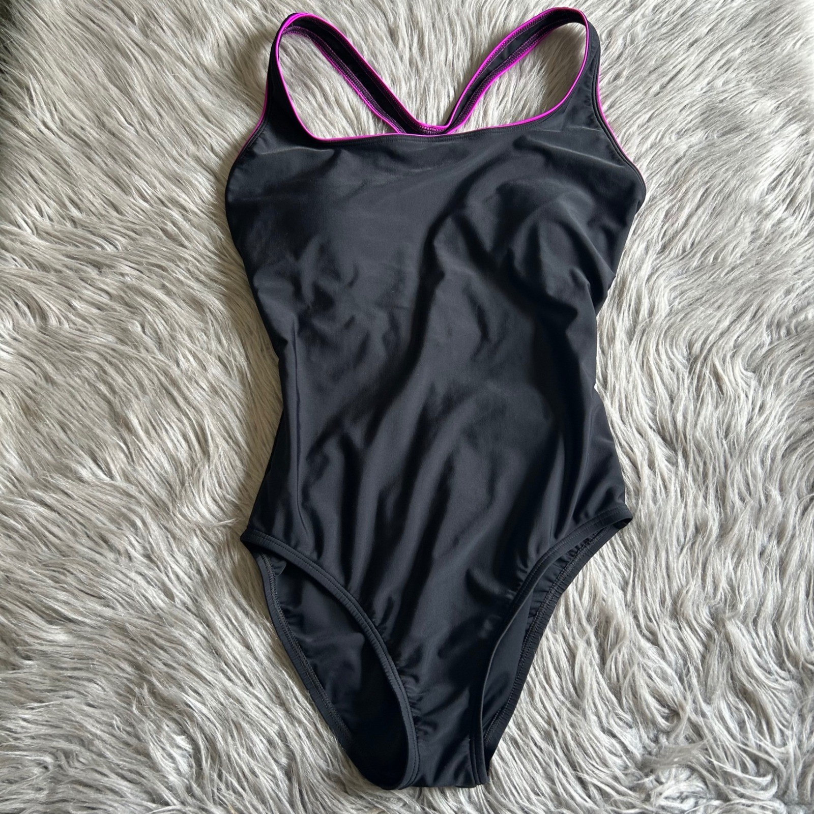 Speedo One Piece Swimsuit Womens Size 12 Black Swimwear Swim