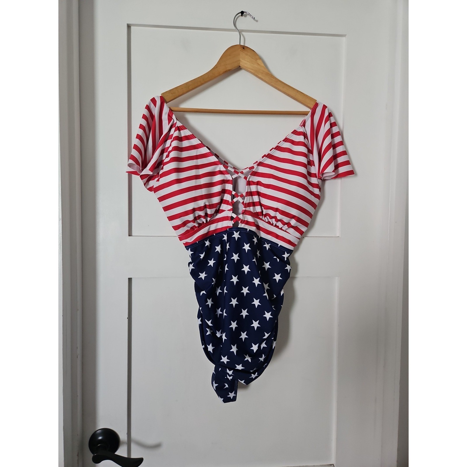 American Flag Patriotic One-Piece Swimsuit XXL
