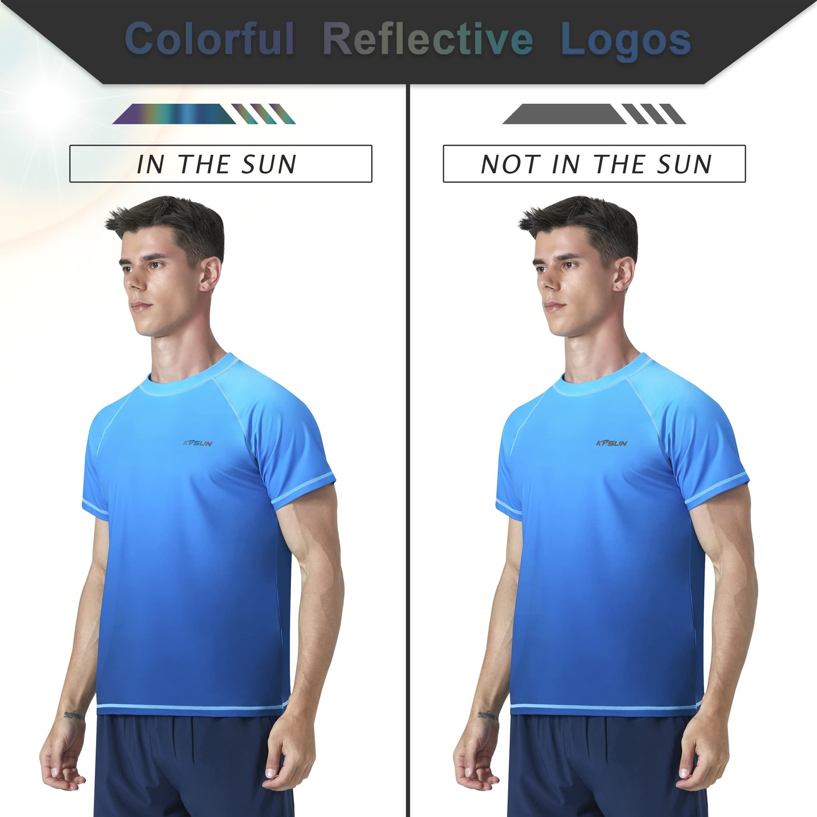 Mens Swim Shirts UPF 50+ Sun Protection Quick Dry SPF Rash Guard Outdoor Beac…
