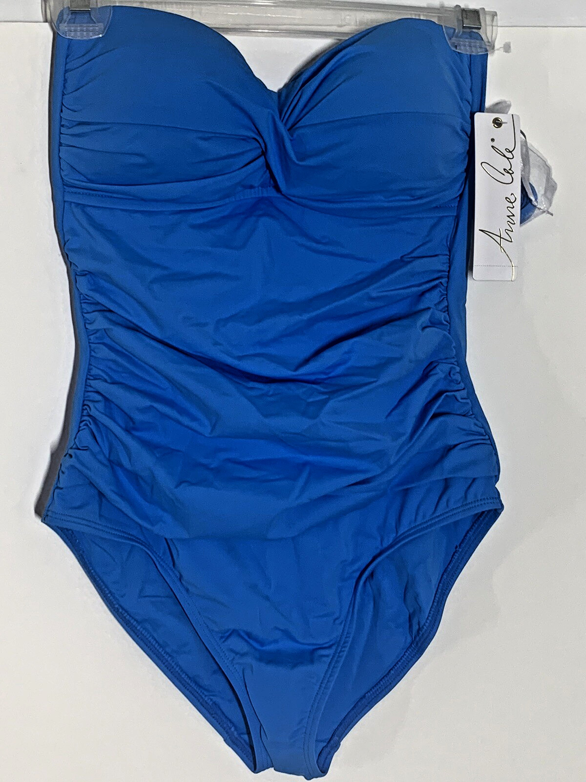 Women’s Swimsuit Sz 6 Anne Cole Blue Twist Front Bandeau 1 Piece. MSRP $88 D009