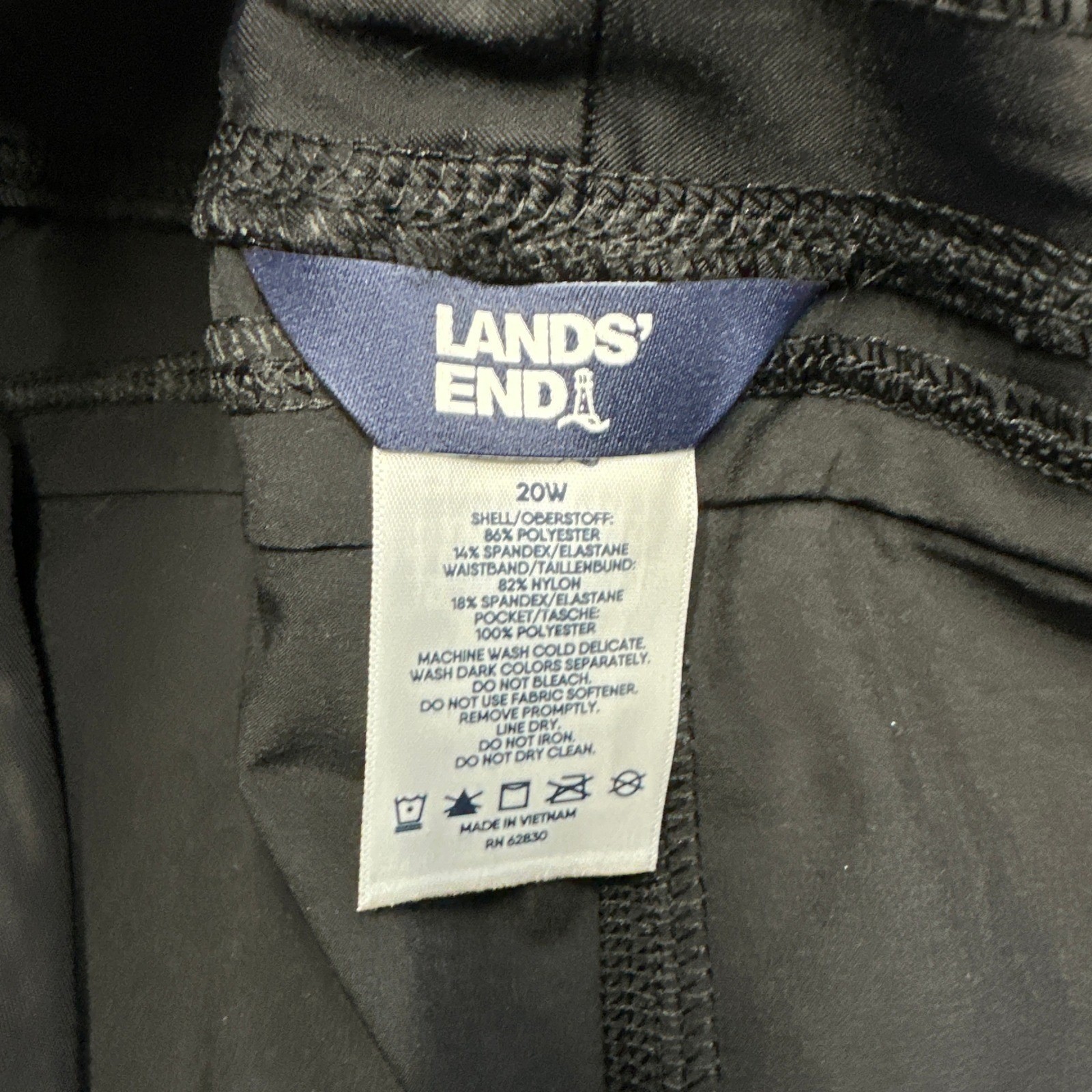 Lands End Athletic Swim Shorts Womens 20W Black Pullon Beach Vacation Pool