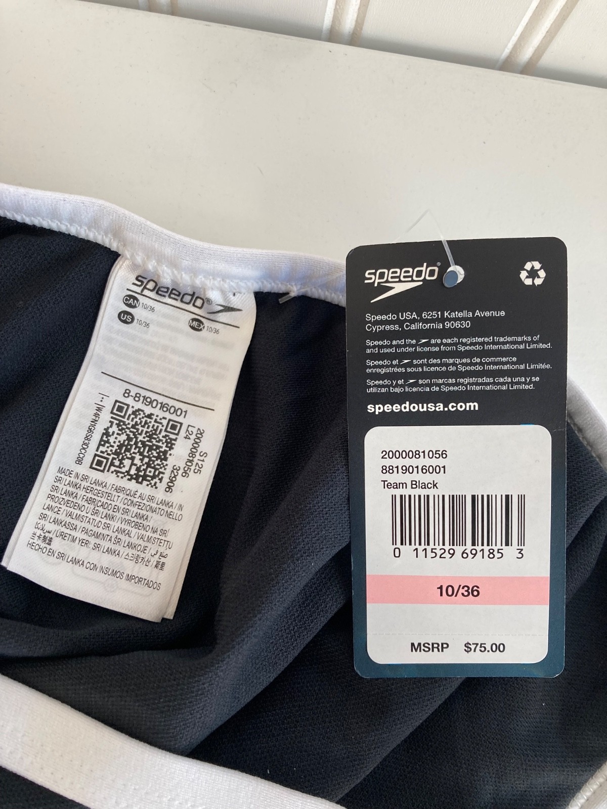 NWT Speedo Women’s Swimsuit One Piece Endurance+ Flyback Black White 10/36 12/38
