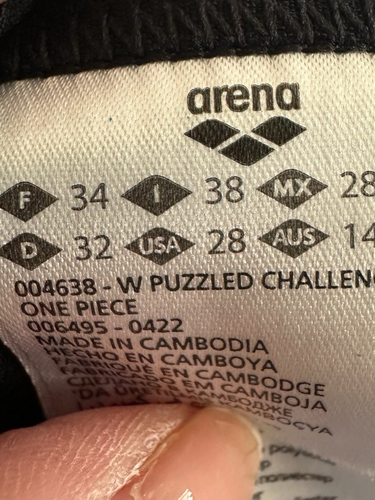 arena W Puzzled Challenge One Piece Competitive Swimwear 28 USA