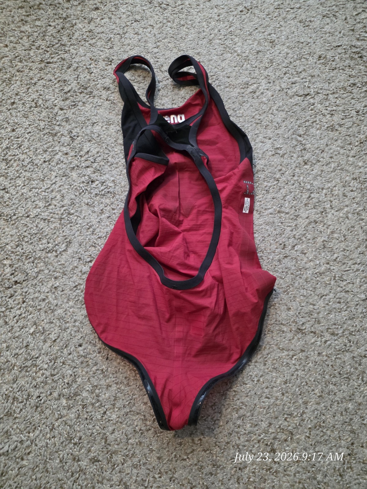 Arena Carbon Duo Red Black Tech Suit Kneeskin Top Only Size 30
