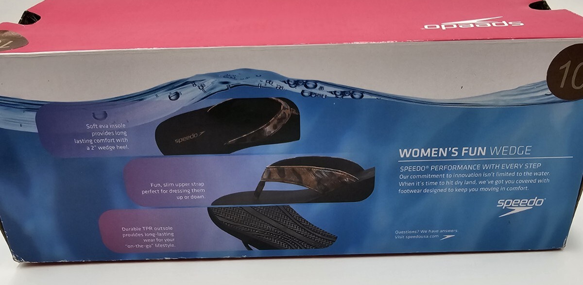 Speedo Womens Fun Wedge Brown 10 Sporty Sandals (NEW)
