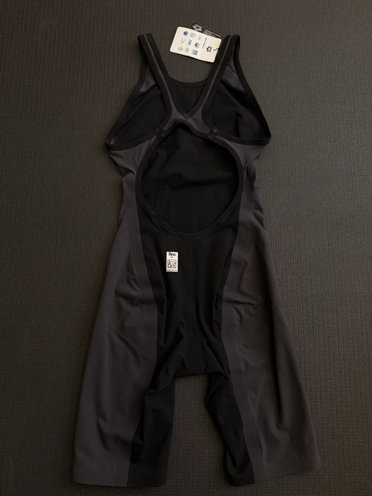 Arena Powerskin Carbon Flex Open Back Kneeskin Charcoal Grey Size 28