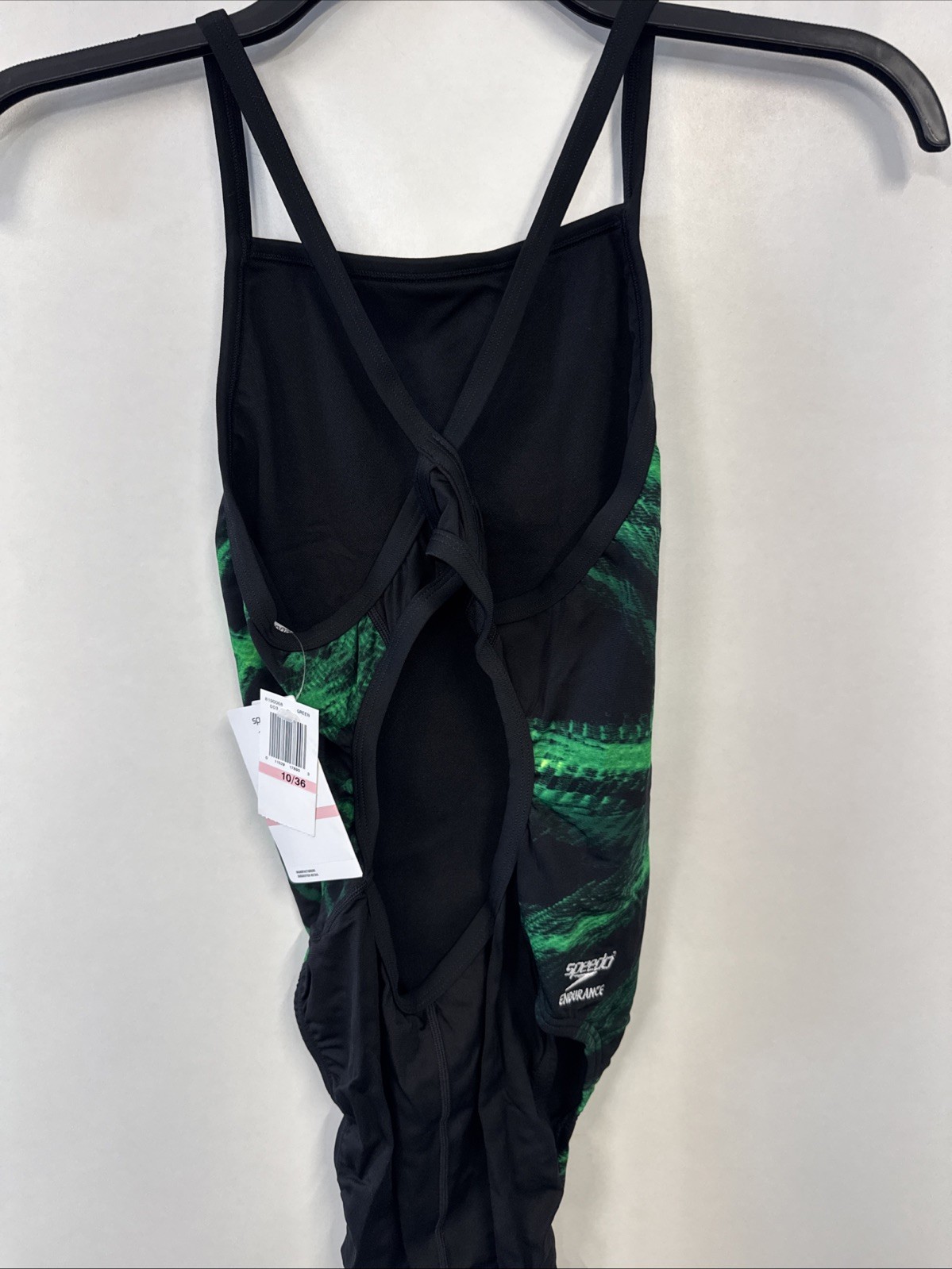 Speedo Womens Endurance Flyback Swimsuit One Piece 10/36 Green Black New W/Tags