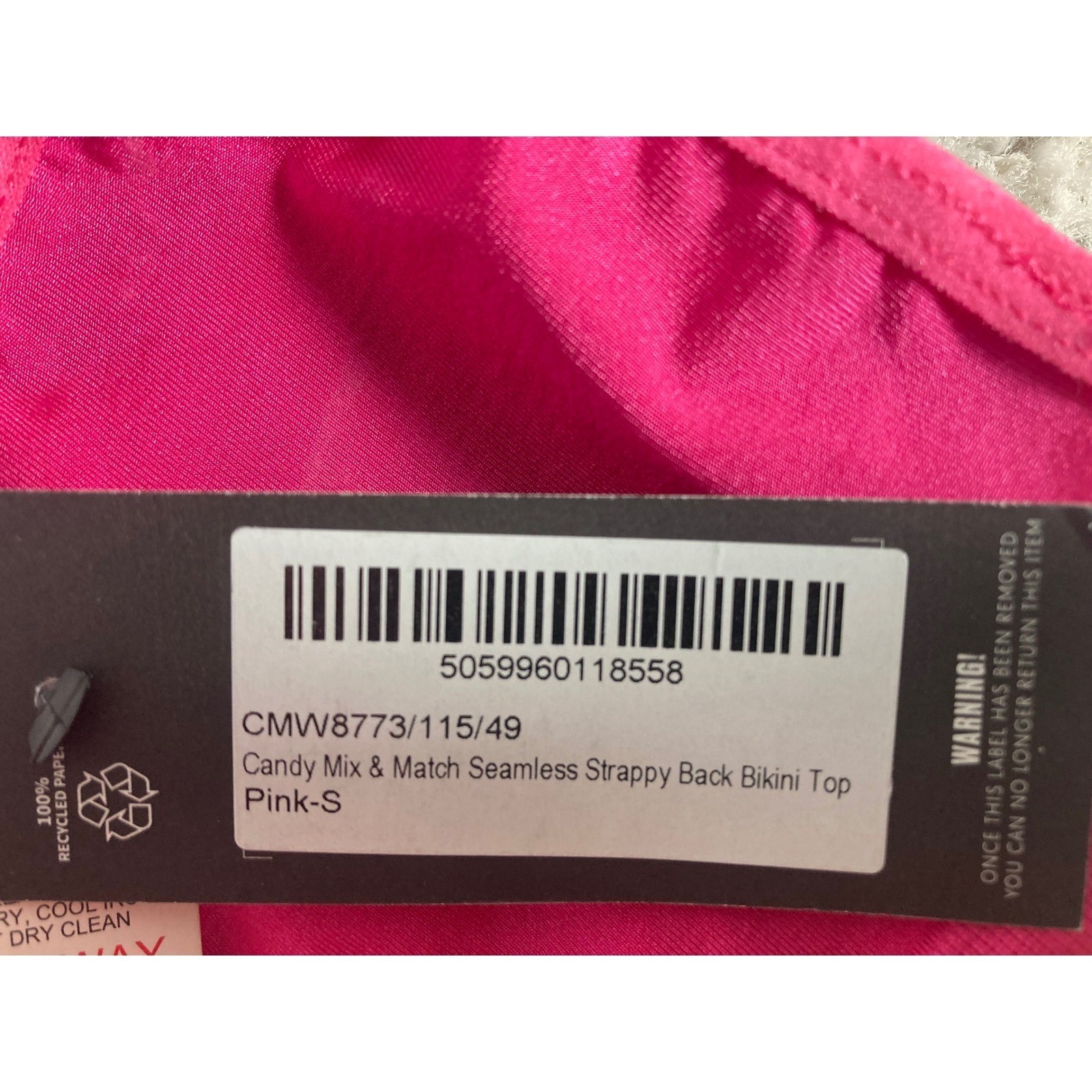 PrettyLittleThing Pink Seamless Strappy Back Bikini Top Candy Mix Size S