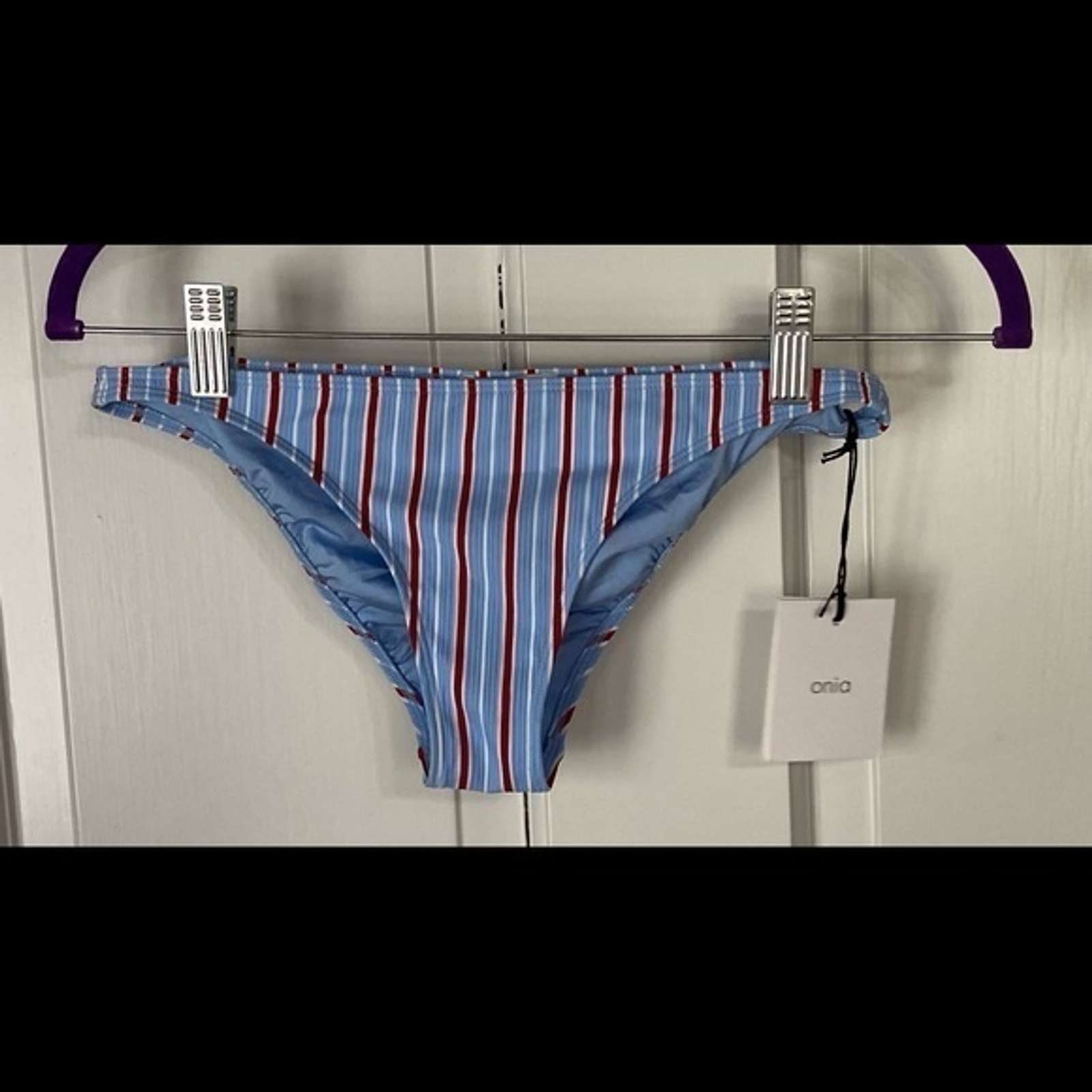 Onia Pin Stripe Ashley bikini bottom Blue Bell NWT Size XS WS06-39