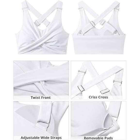 MSRP $33 GRAPENT Women’s M White Swim Bikini Tops Only Twist Front Ruched Ba