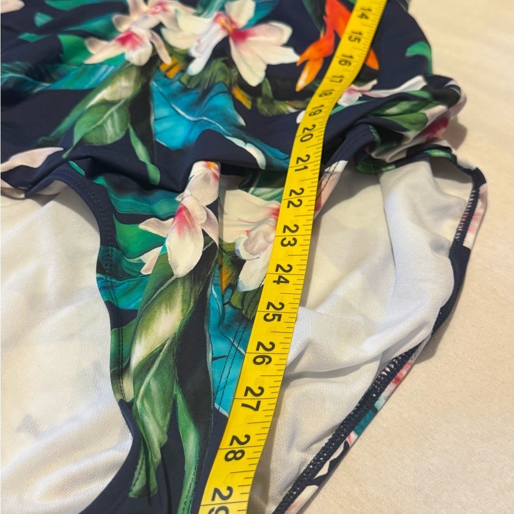 LAUREN RALPH LAUREN Wom. 16 Watercolor Tropical Printed Tummy-Control One-Piece